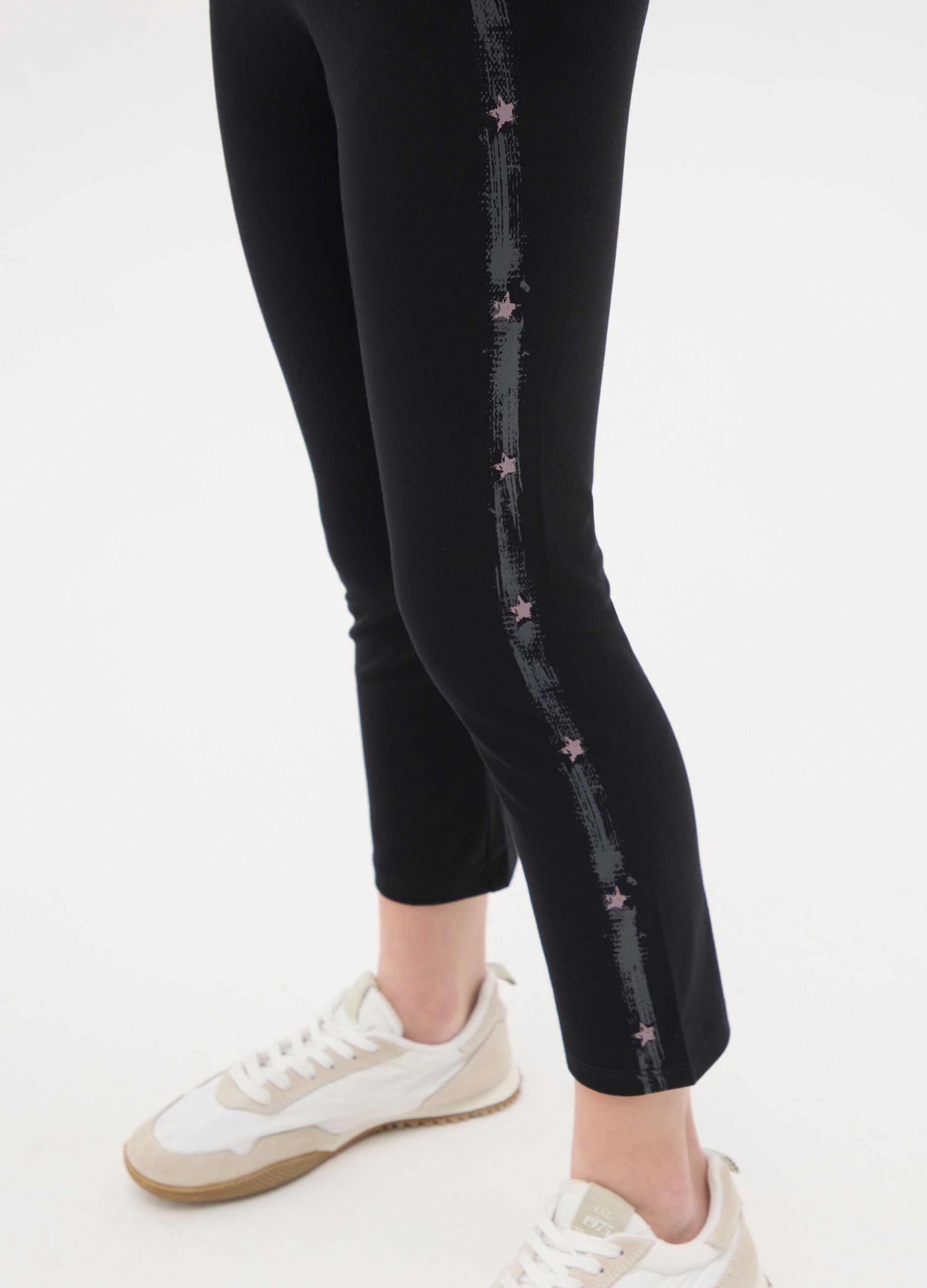 Black leggings in stretch cotton