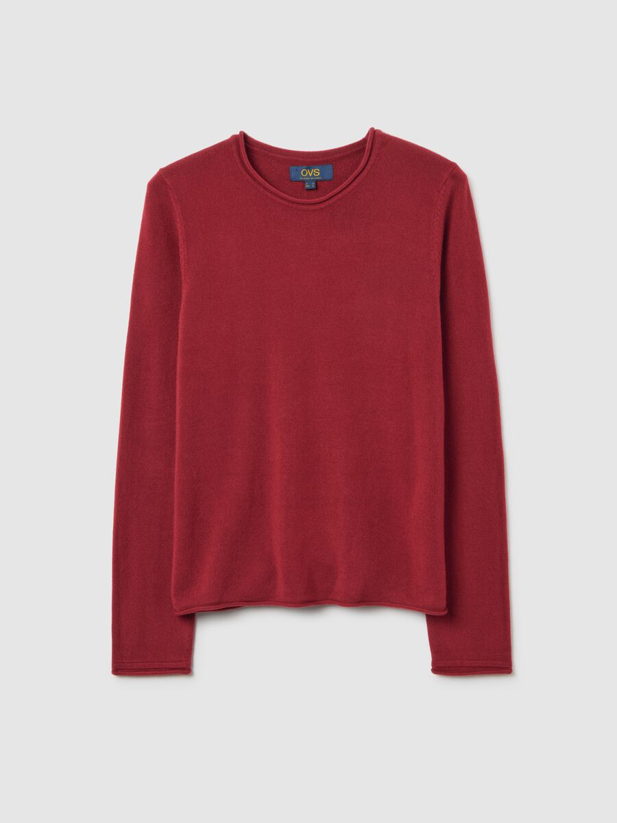Red regular fit crew neck jumper_4