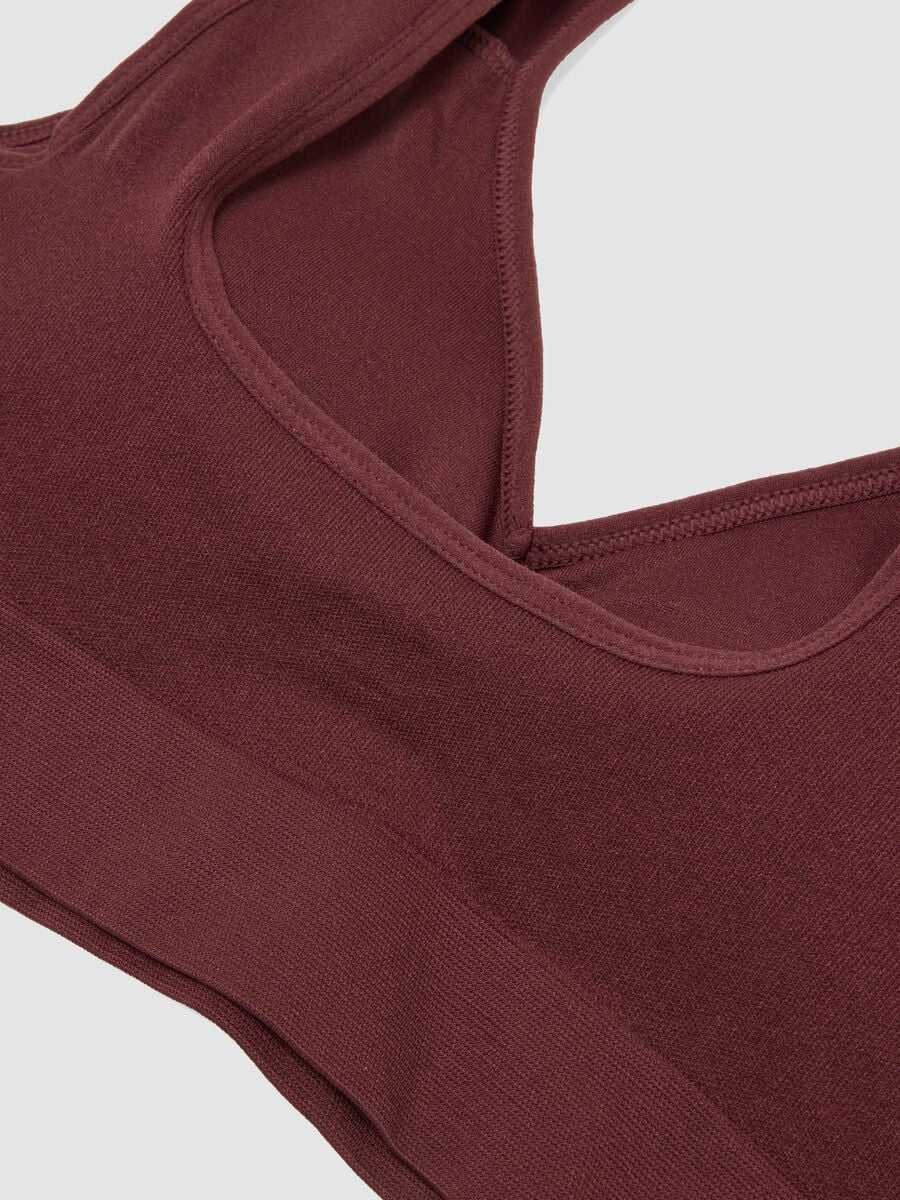 Reggiseno marrone in tessuto elasticizzato con imbottitura removibile_5