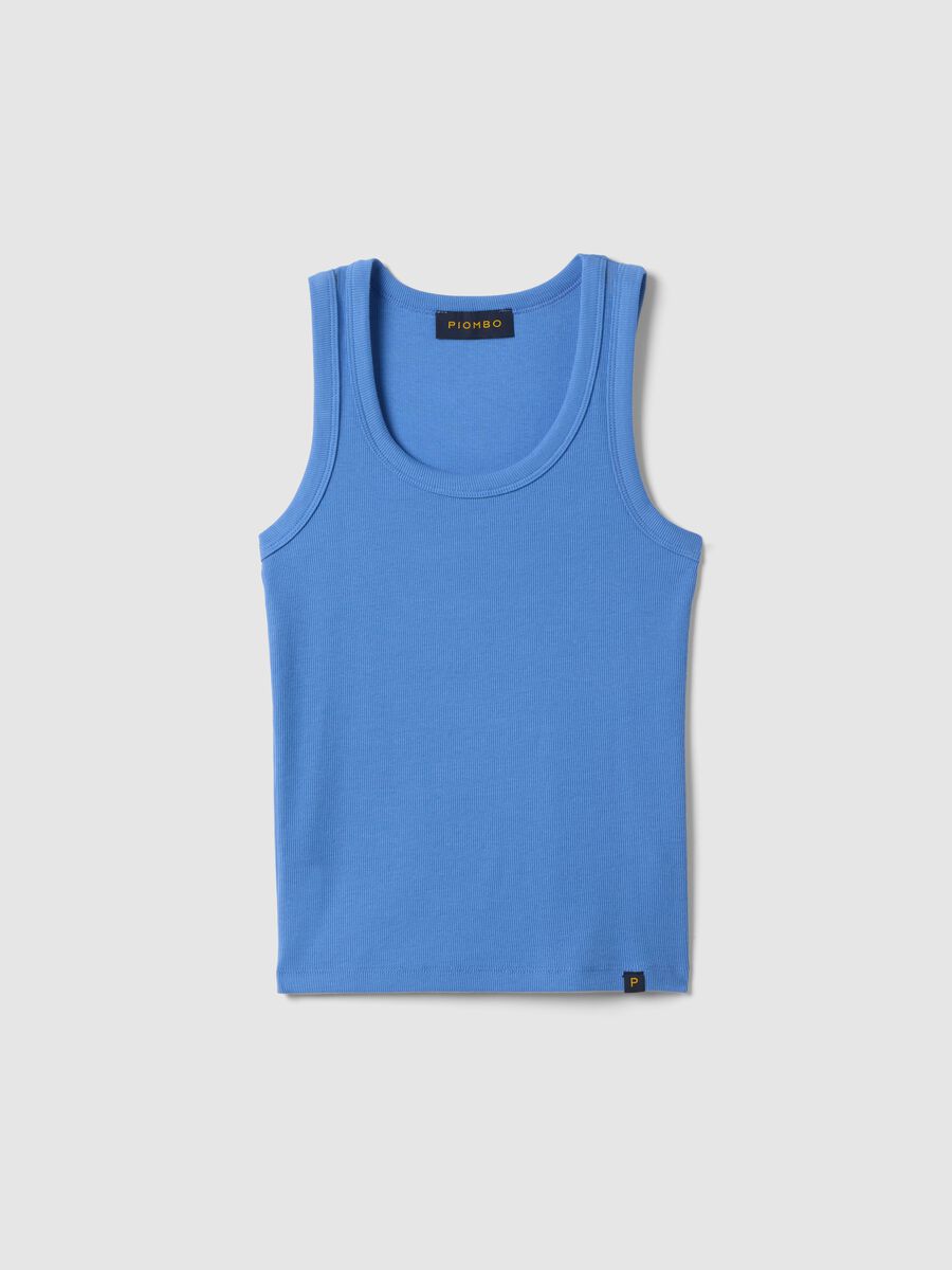 Tank top in cotone elasticizzato azzurro regular fit_4