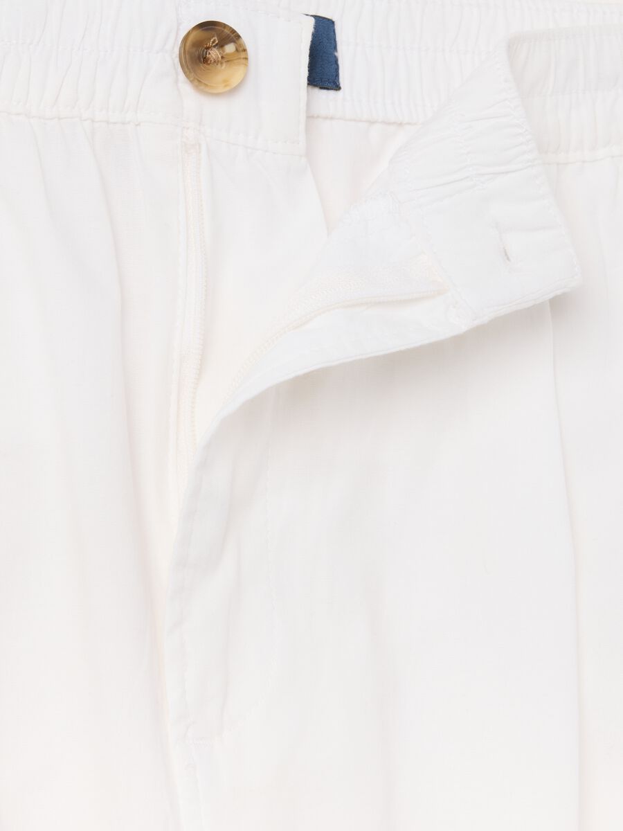 Women's white stretch cotton trousers regular fit_1