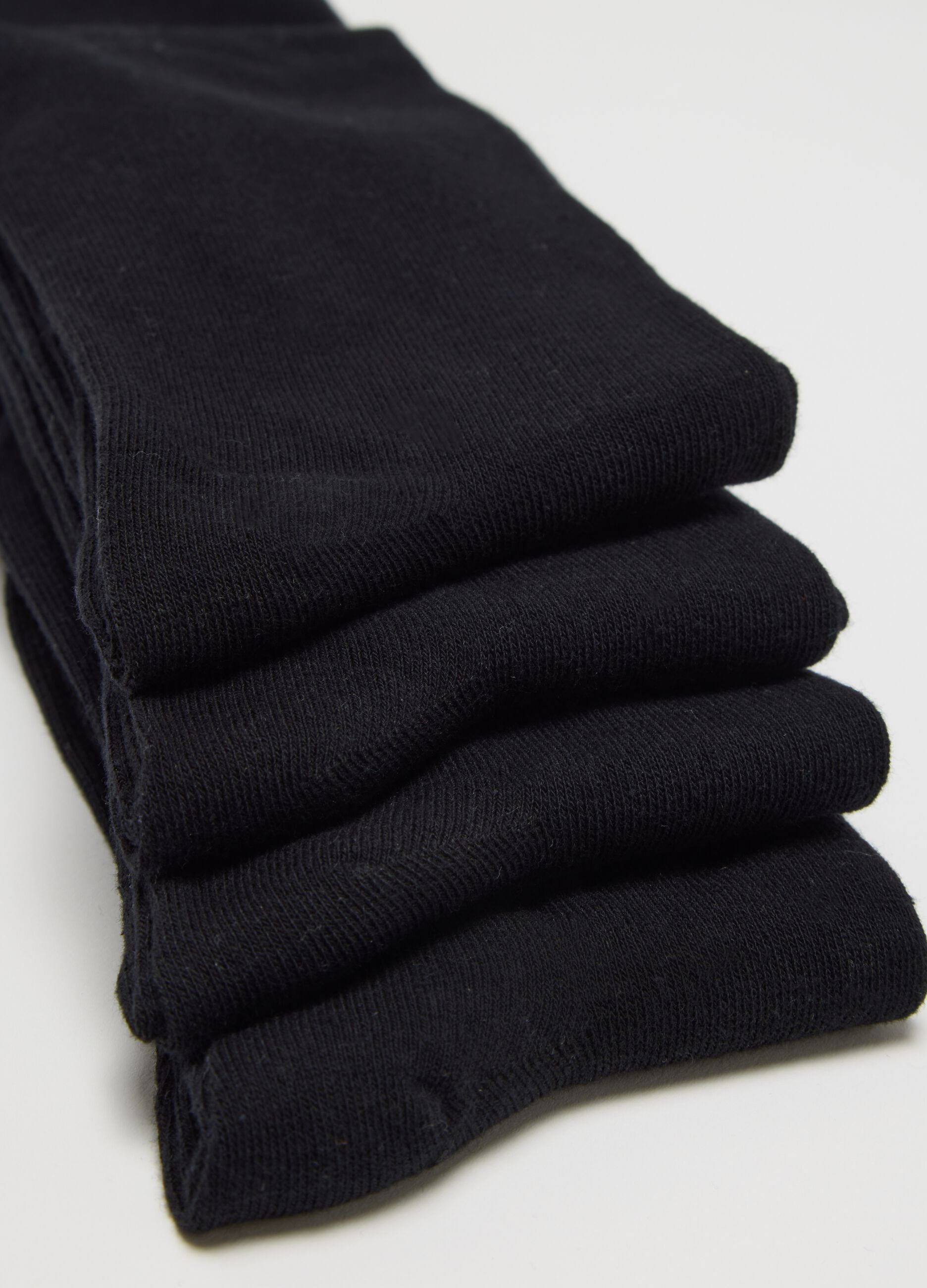 Black Stretch Cotton Long Socks Multipack Set