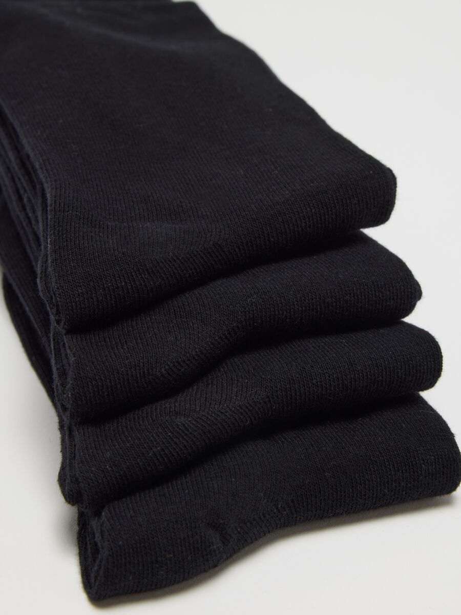 Black Stretch Cotton Long Socks Multipack Set_1