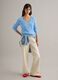 Pullover azzurro in puro cotone regular fit con lavorazione a treccia_1