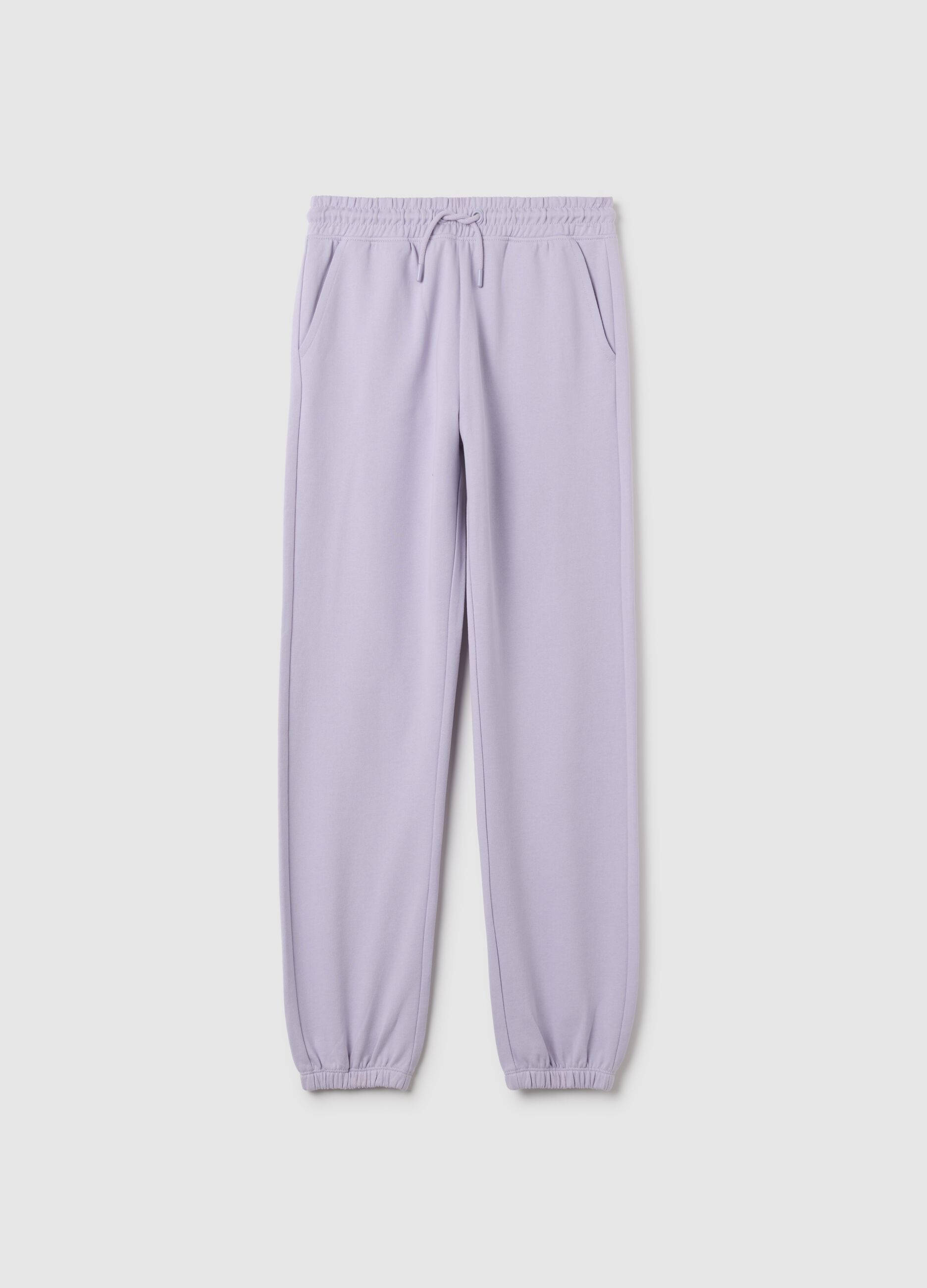 Girl's purple pure cotton regular fit trousers