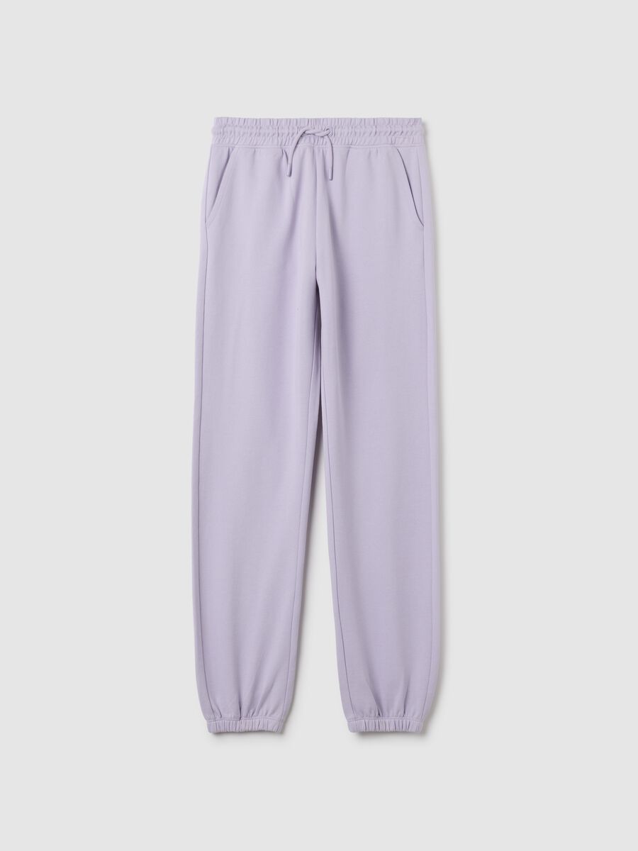 Girl's purple pure cotton regular fit trousers_0
