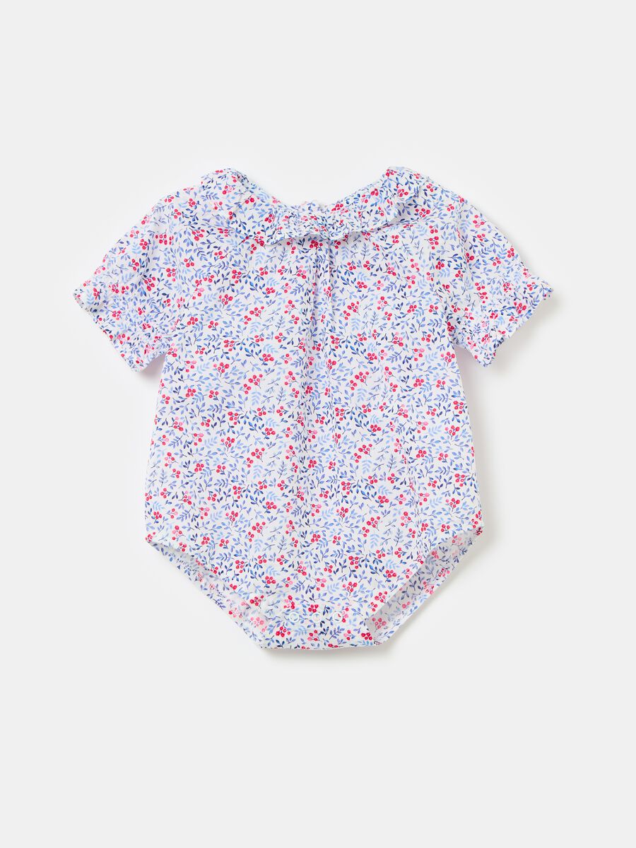 Cotton bodysuit with small flowers print_0