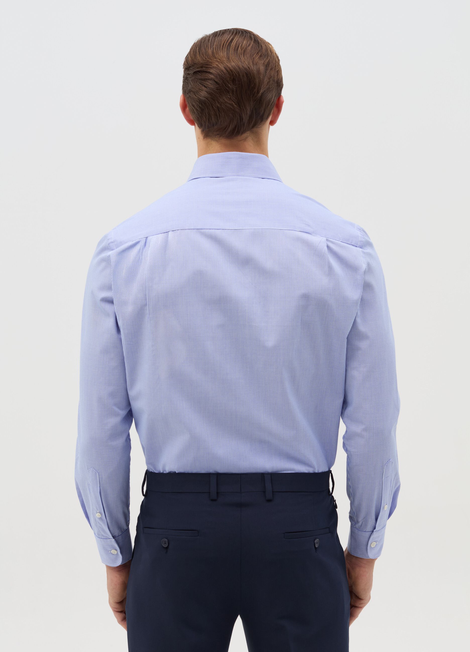 Regular-fit, easy-iron shirt with micro checks