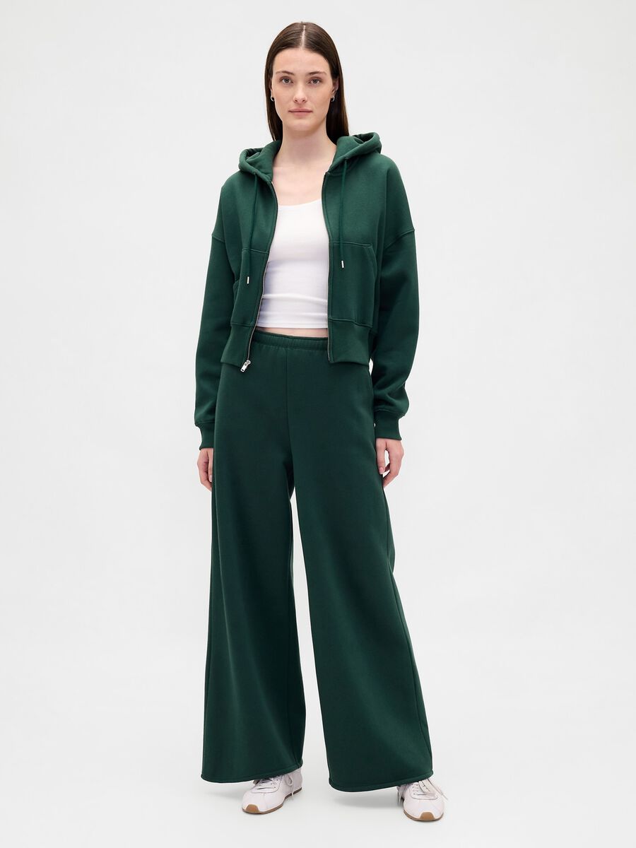 Green Palazzo Trousers in Cotton and Polyester Blend_0