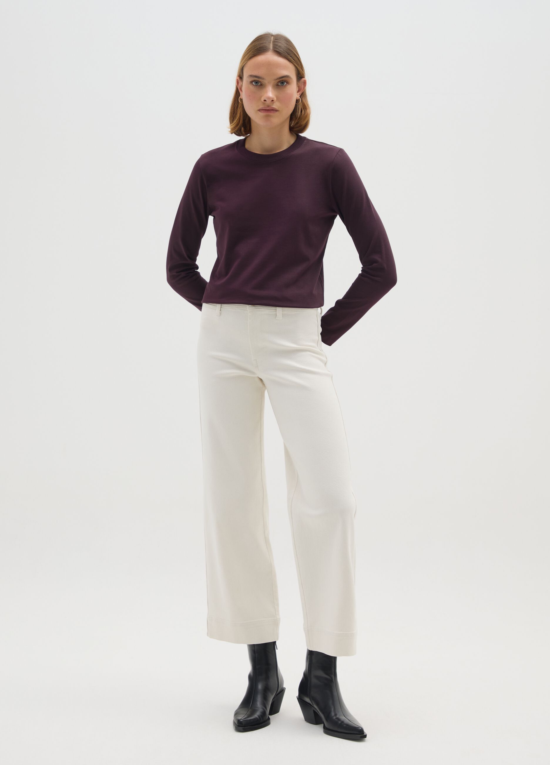 Purple pure cotton regular fit sweater