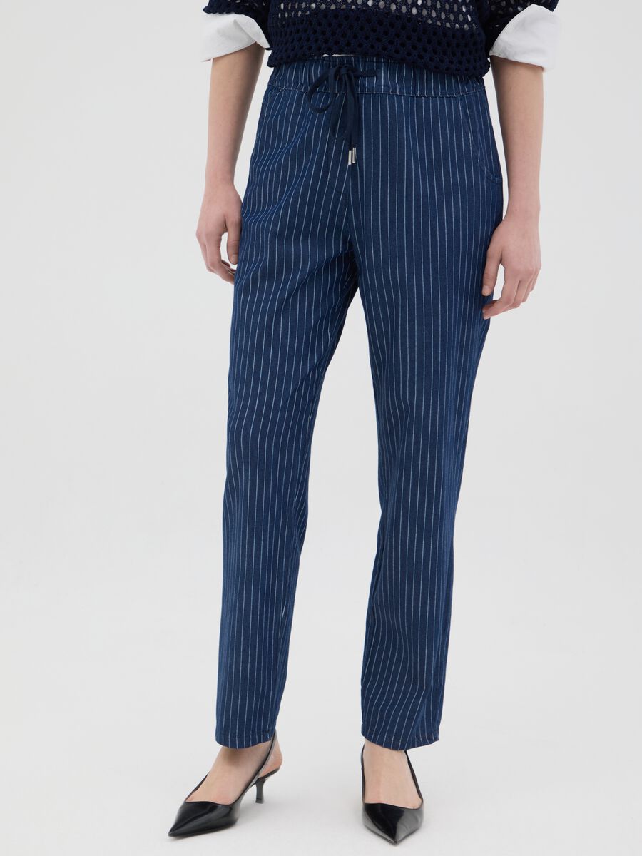 Women's blue pure cotton jumper with regular fit_1