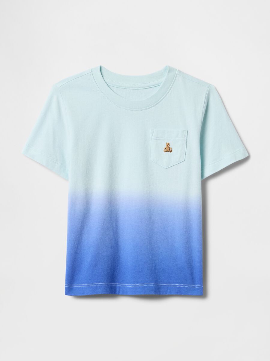 Sky blue and navy gradient T-shirt with front pocket_0