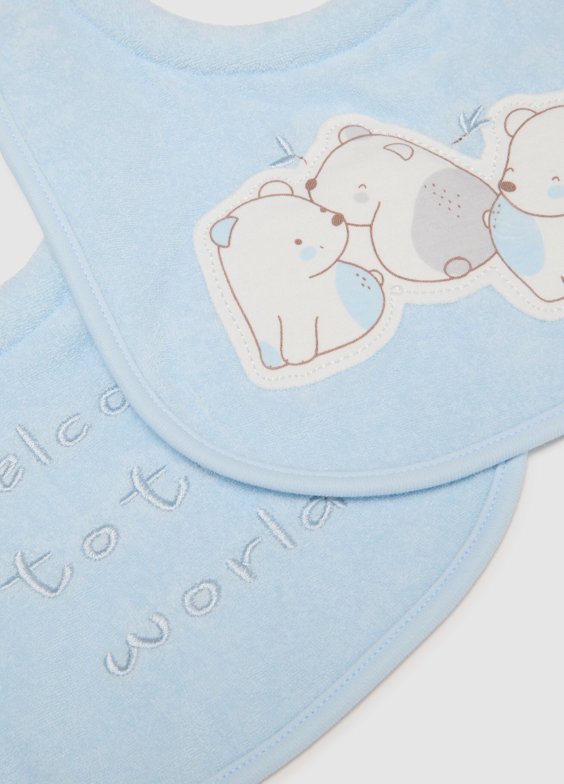 Twin Pack Blue Cotton Baby Bibs