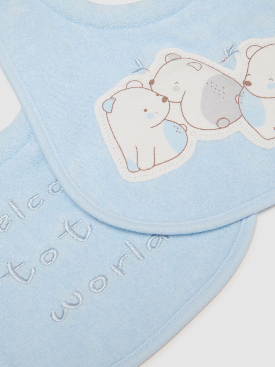 Twin Pack Blue Cotton Baby Bibs_1