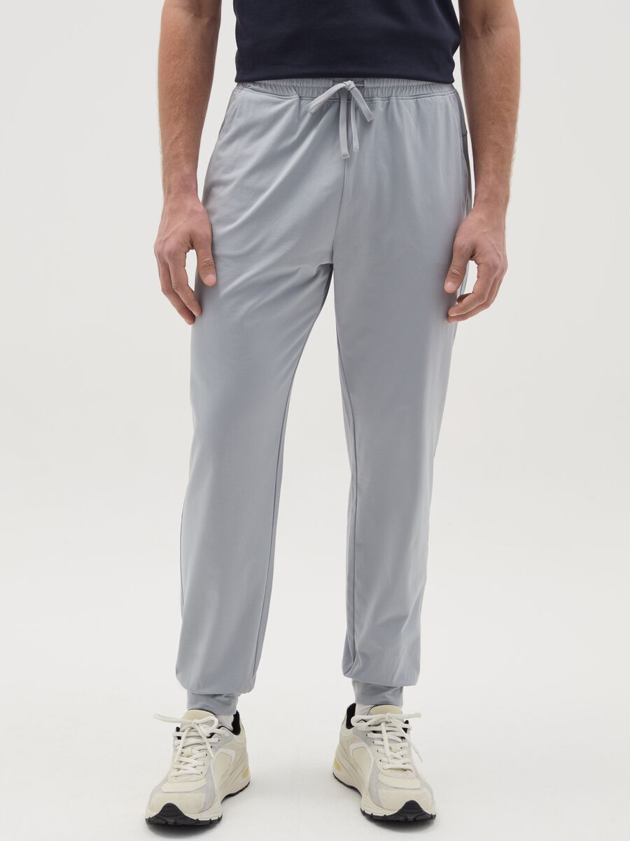 Technical fabric joggers with drawstring_1