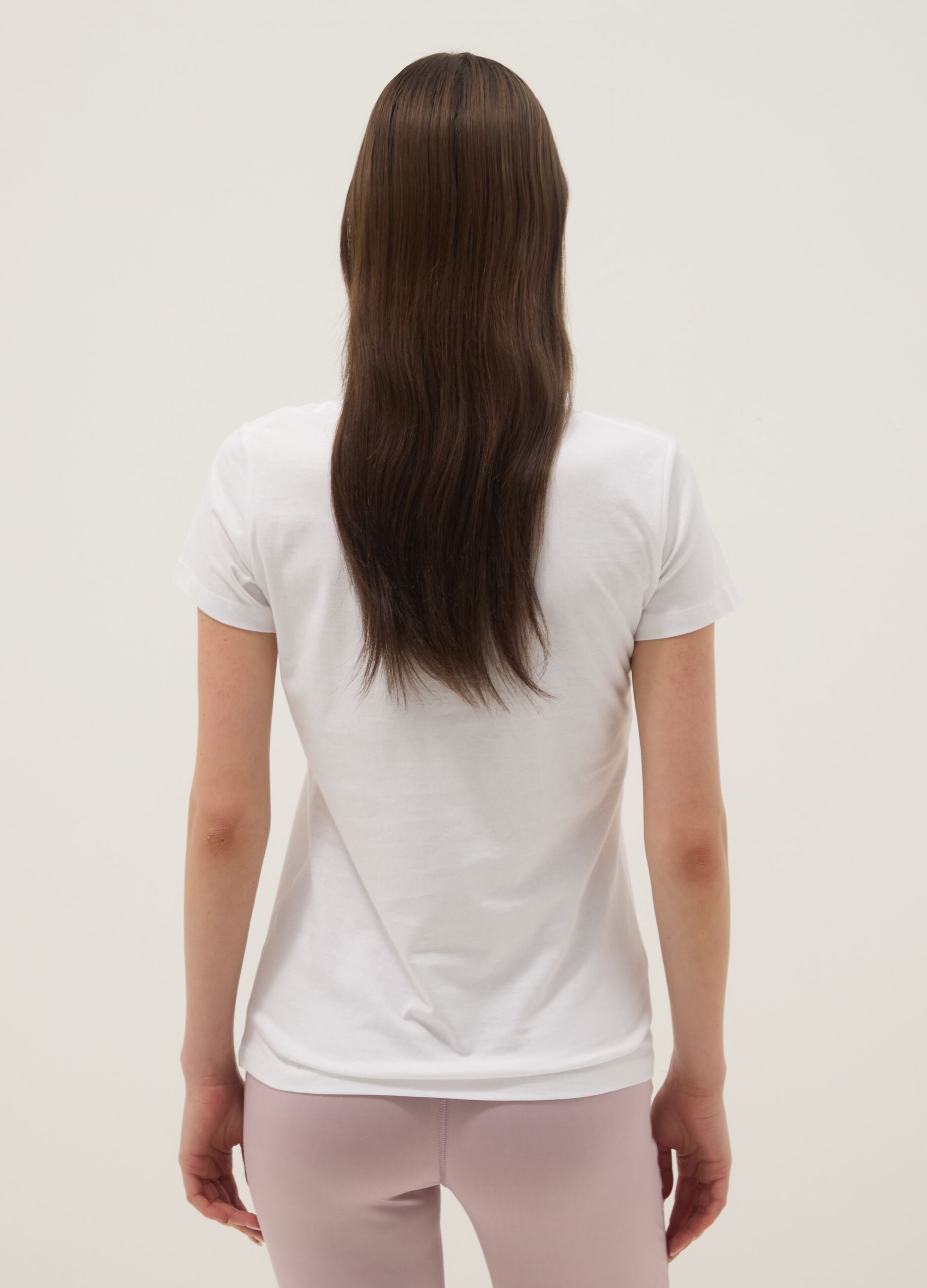 White regular fit pure cotton t-shirt with logo