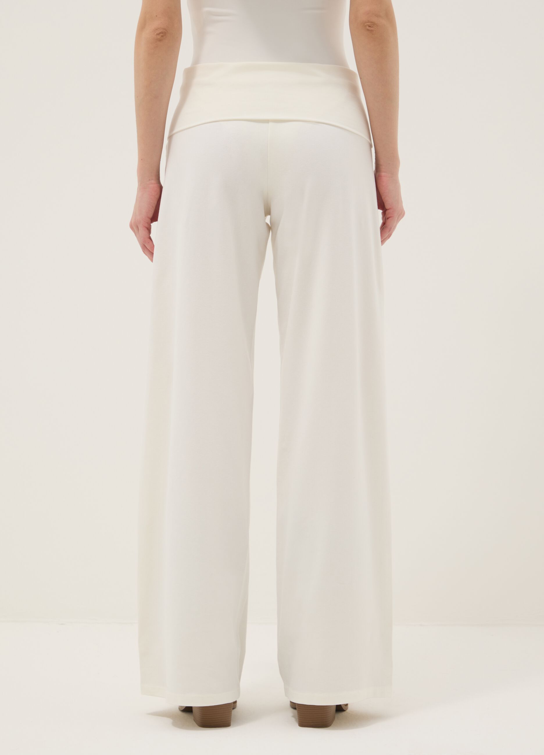 White wide leg stretch cotton jogger trousers
