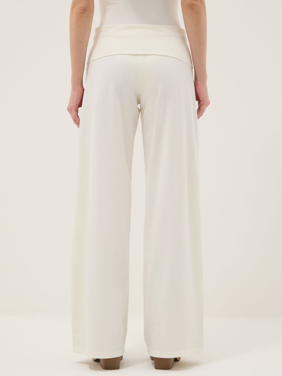 White wide leg stretch cotton jogger trousers_2