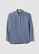 Camicia blu a righe in popeline di puro cotone regular fit_0