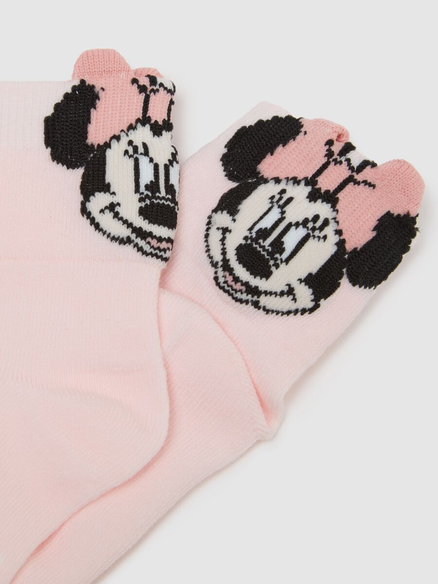 Twin pack of baby girls' multicolour cotton blend socks with Minnie embroidery_1