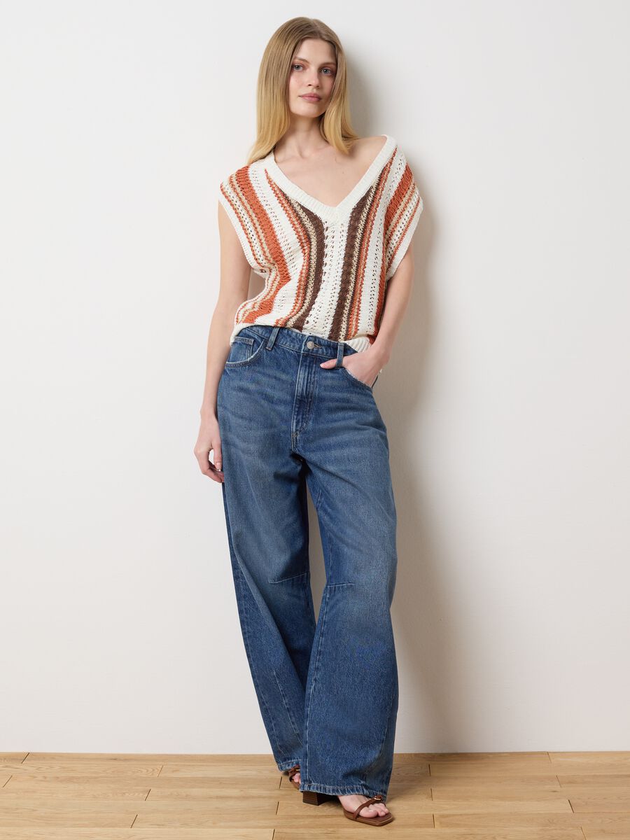 Les Copains Multicolour Summer Striped Acrylic Vest_2