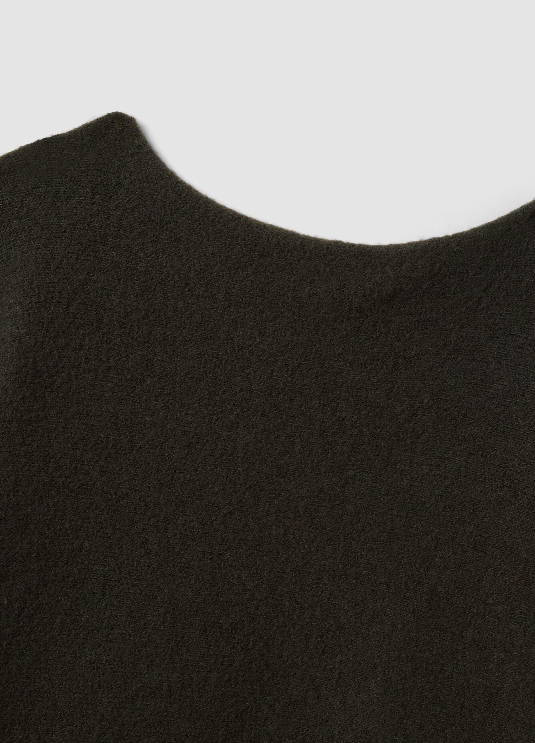 Army green regular-fit top with wide neckline