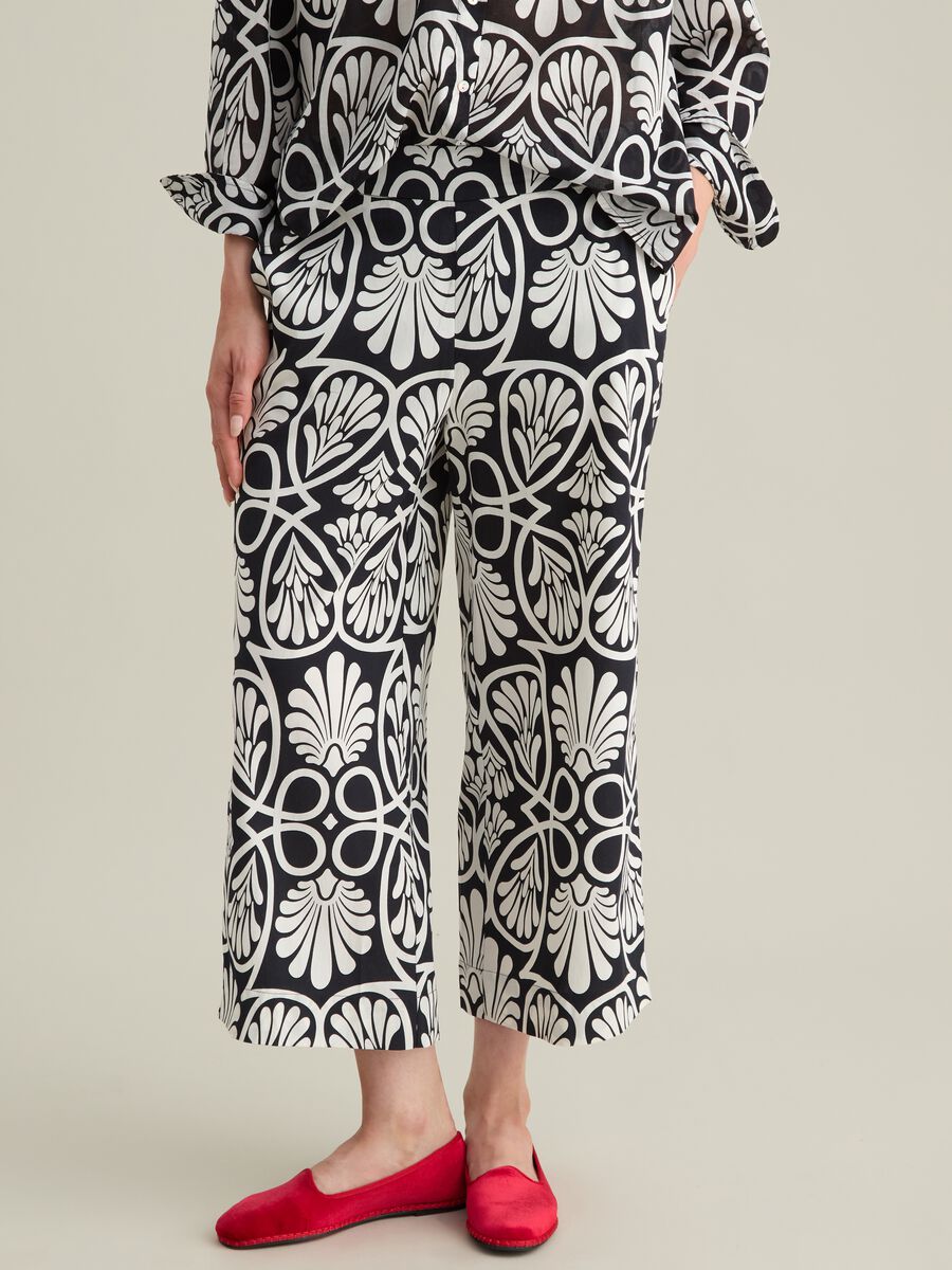 Women's multicolour pure cotton palazzo trousers with wide leg_1