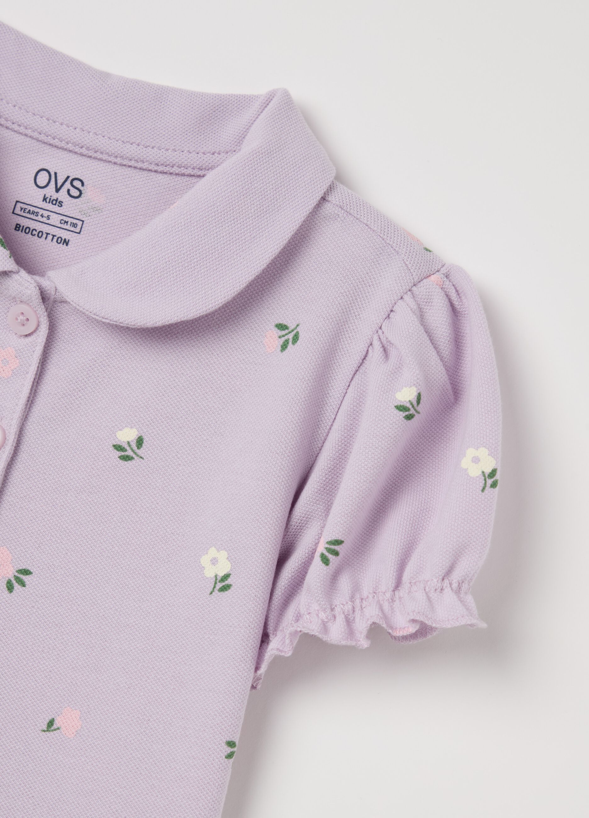 Organic cotton polo shirt with print