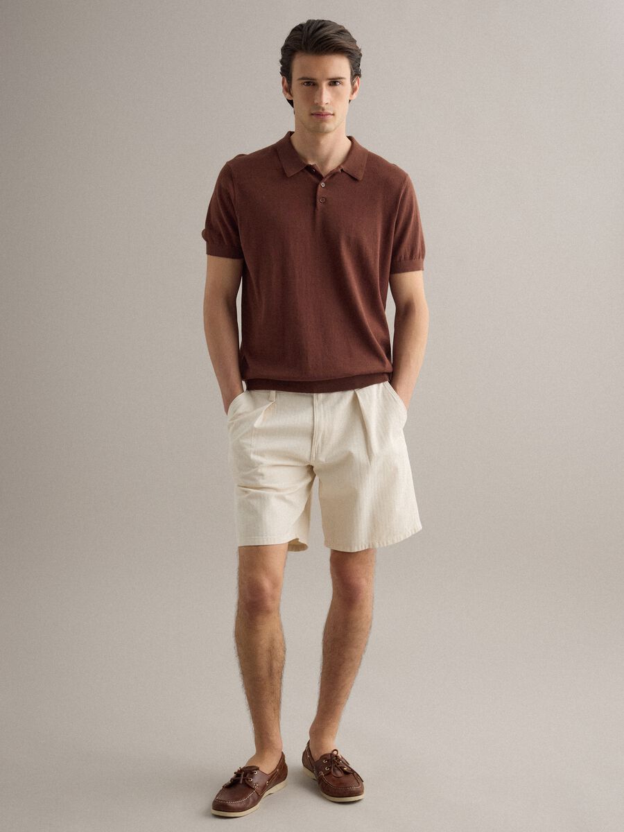 Beige pure cotton chino shorts, regular fit_0