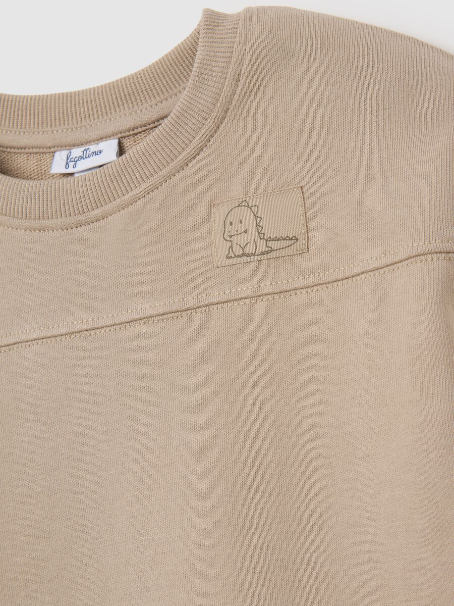 Children's beige pure cotton sweatshirt regular fit with dinosaur_2