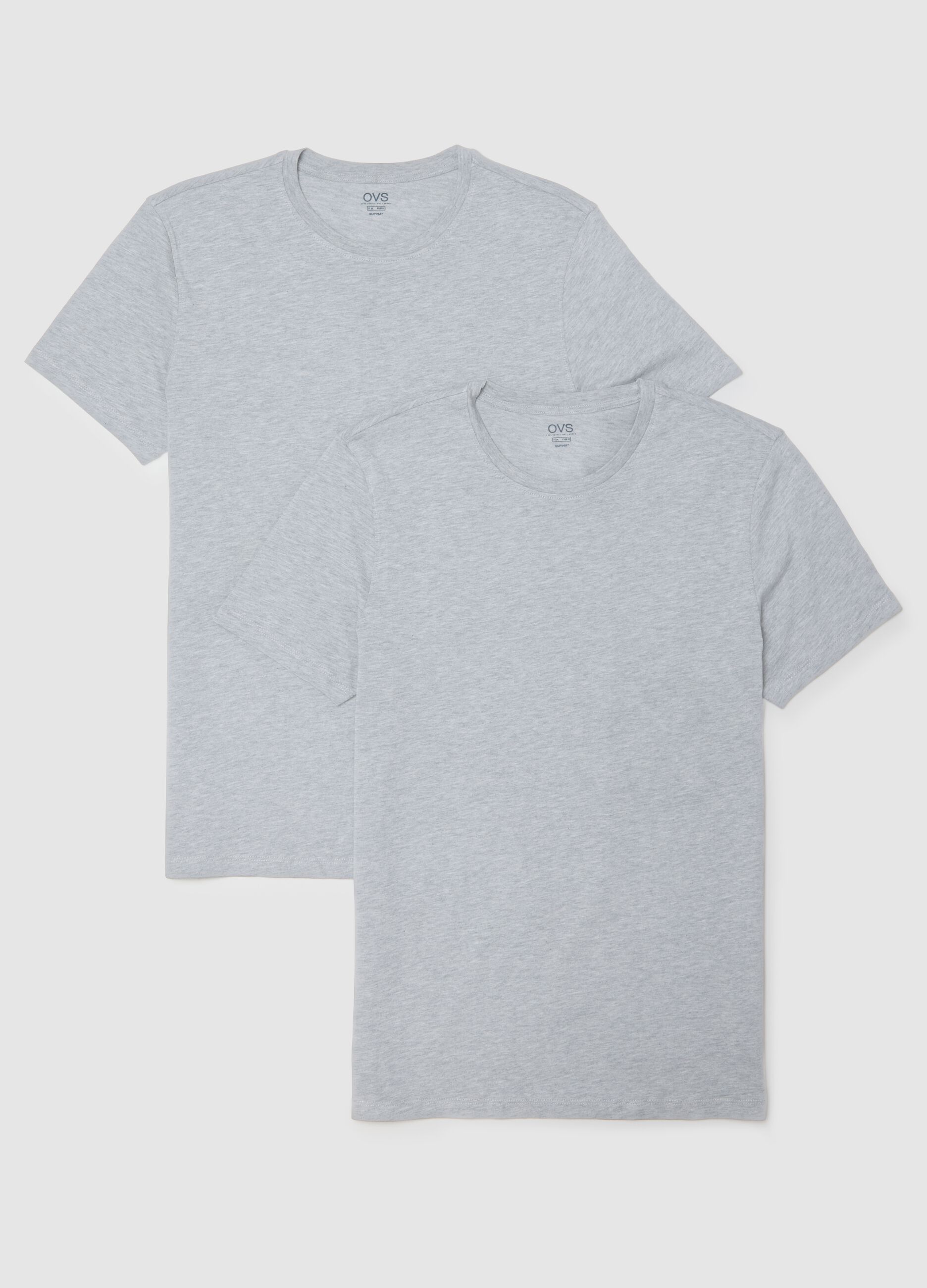 Bipack di t-shirt in puro cotone grigia regular fit