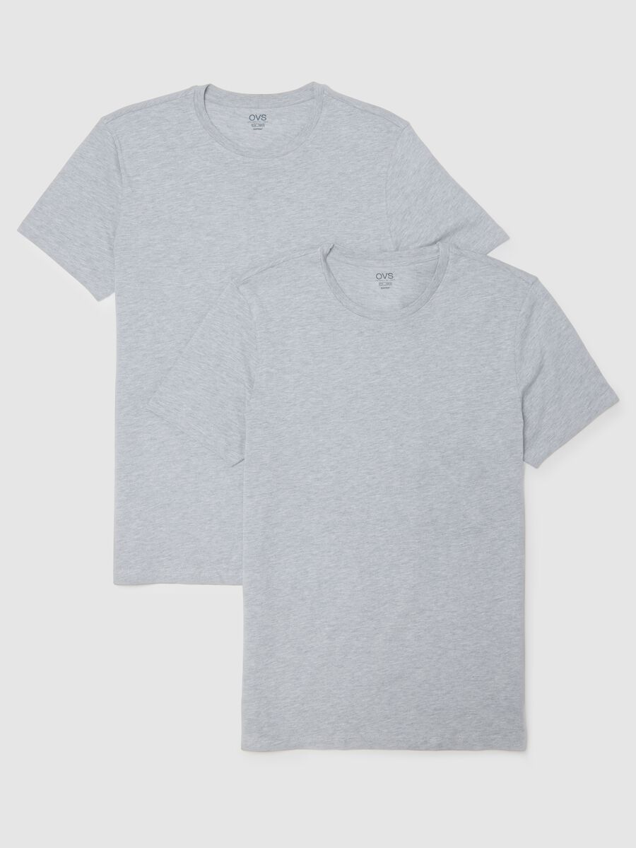 Bipack di t-shirt in puro cotone grigia regular fit_0