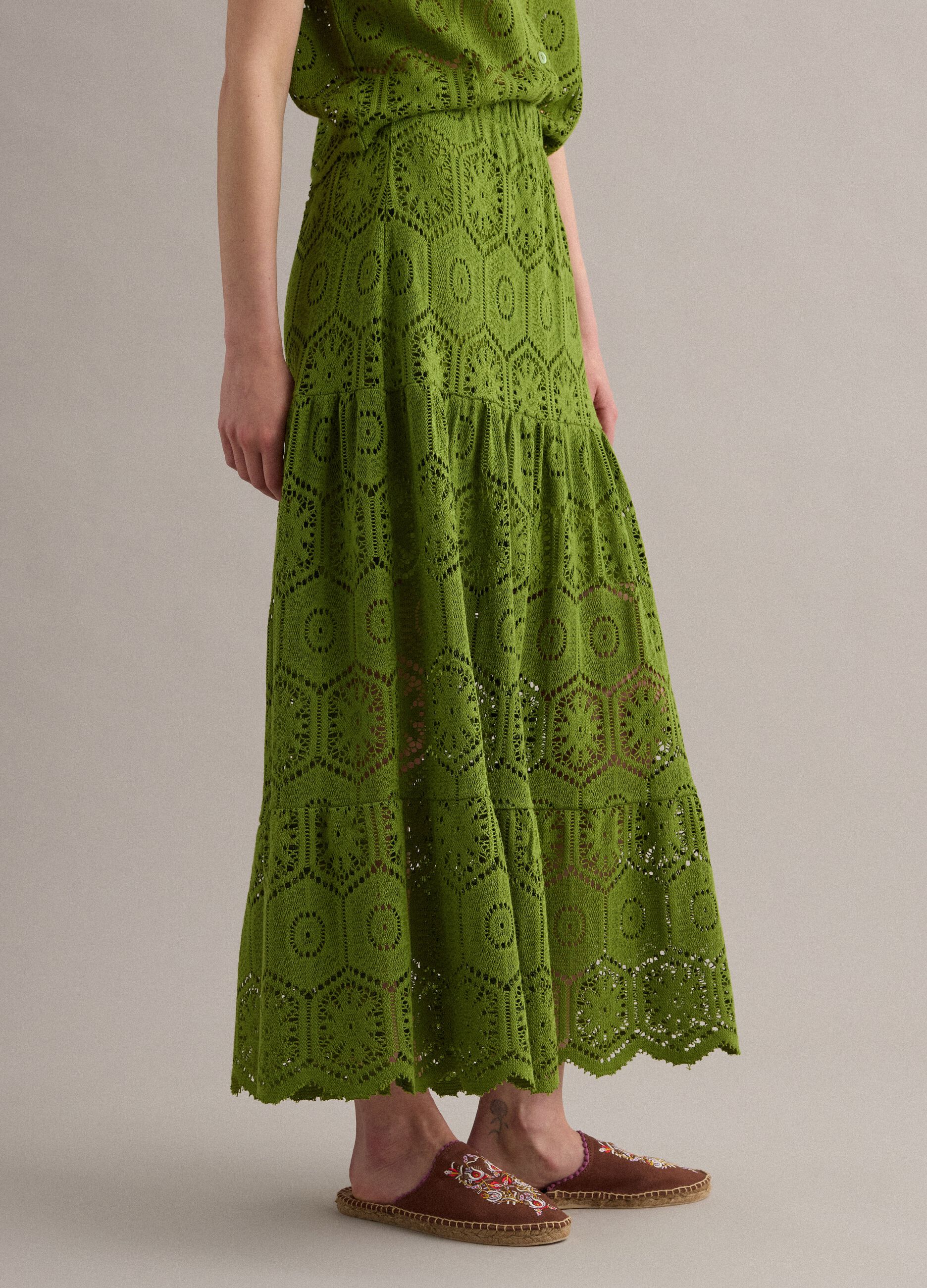 Green maxi skirt with elasticated waist