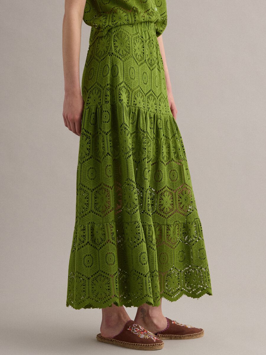 Green maxi skirt with elasticated waist_3