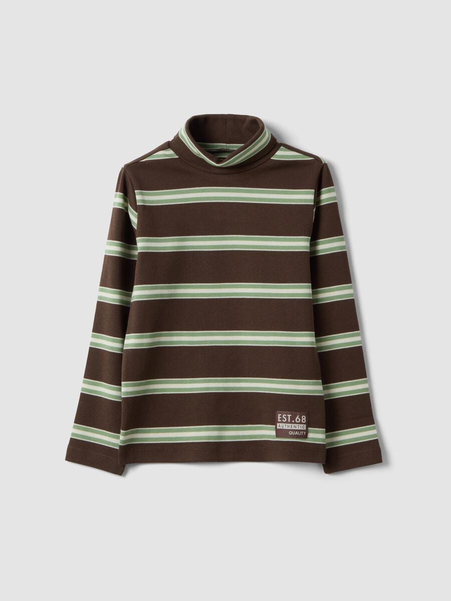 T-shirt marrone chiaro dolcevita in puro cotone organico_0