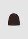 Berretto marrone in maglia jersey con risvolto_0