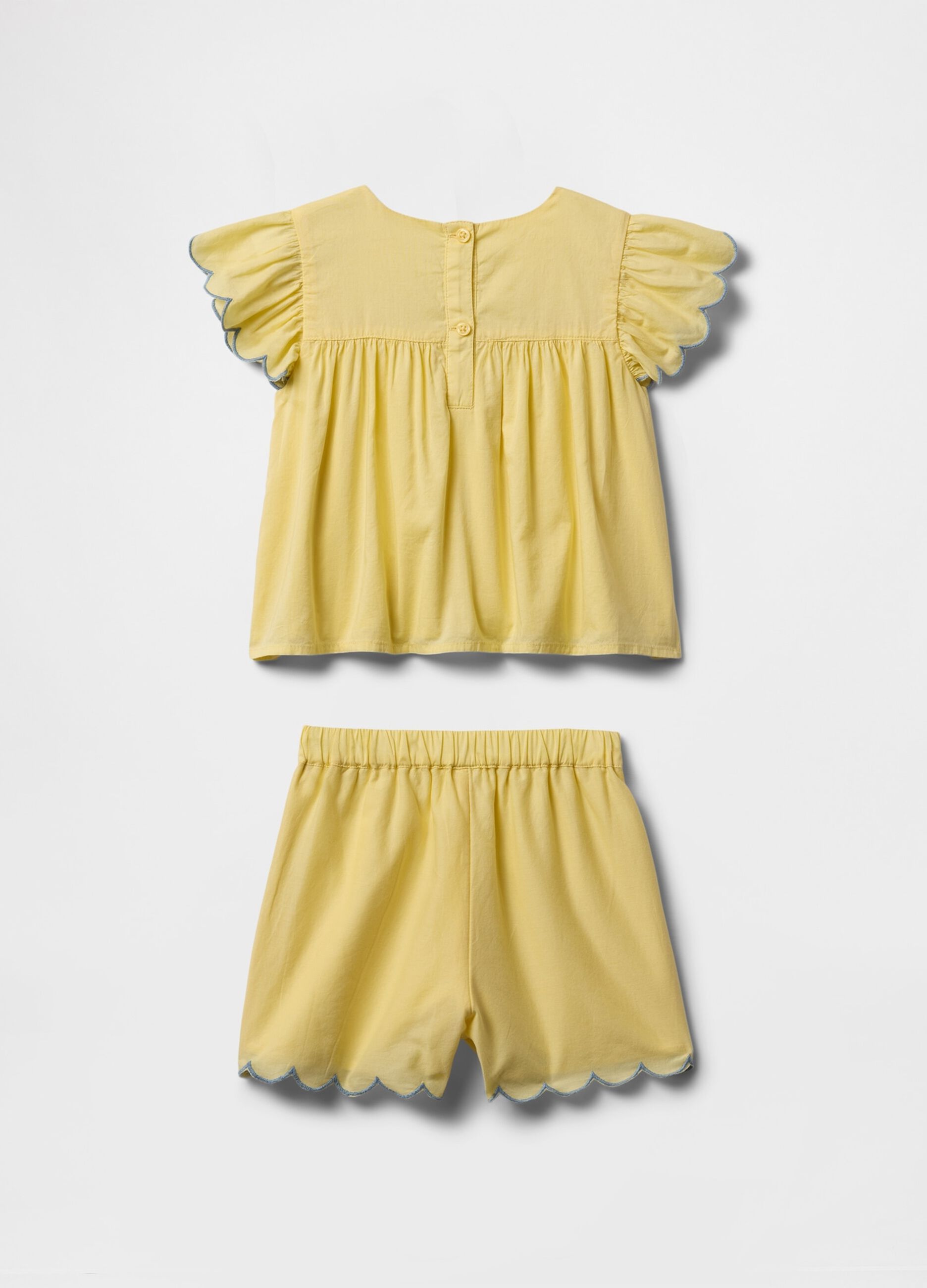 Yellow pure cotton set with floral embroidery GAP Kids