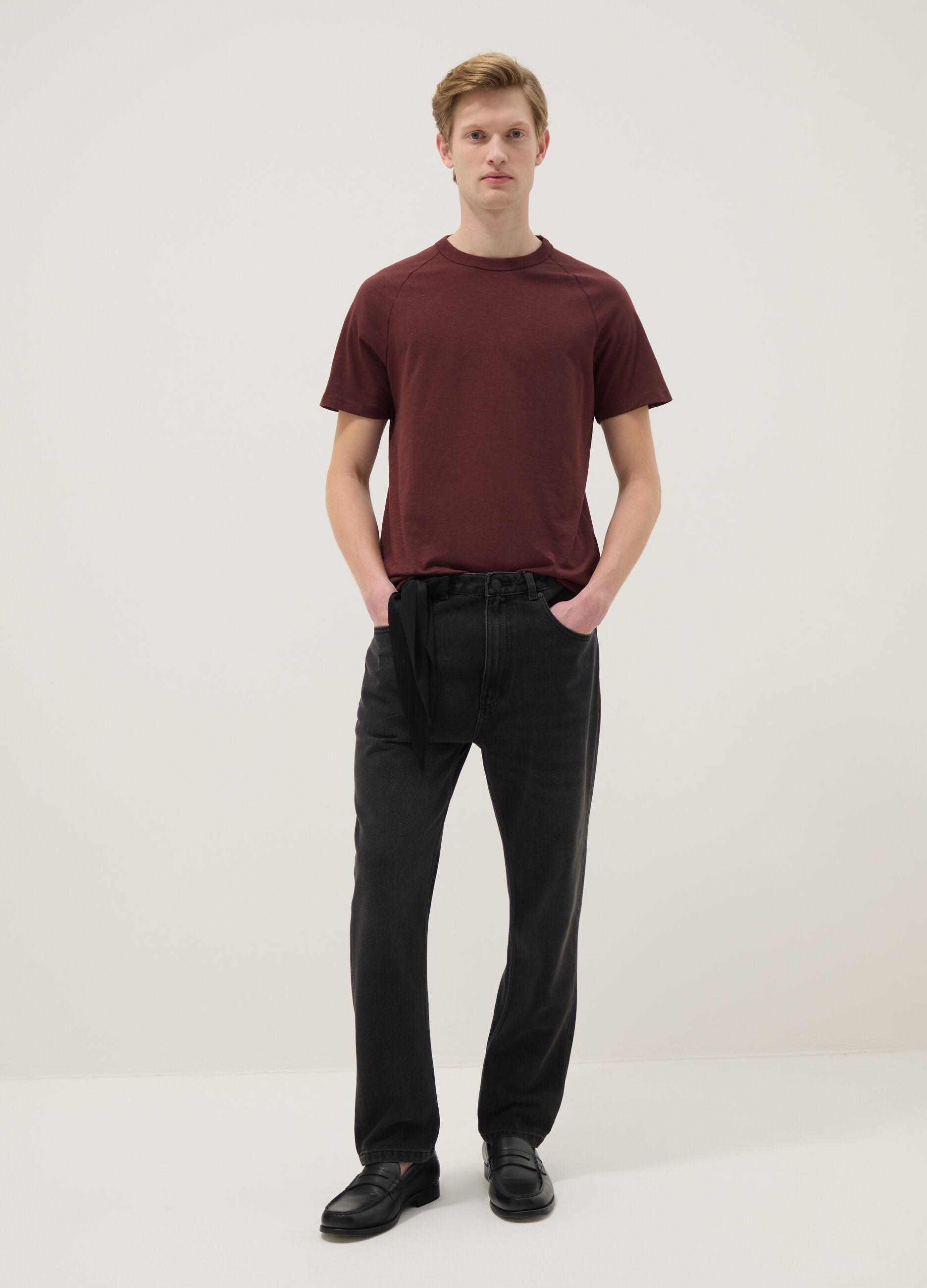 Red pure cotton regular fit T-shirt