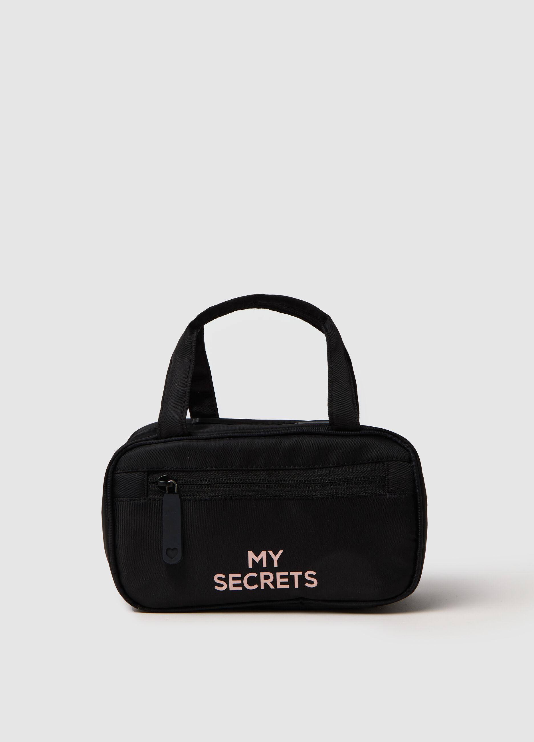 Women's black bag with pink lettering