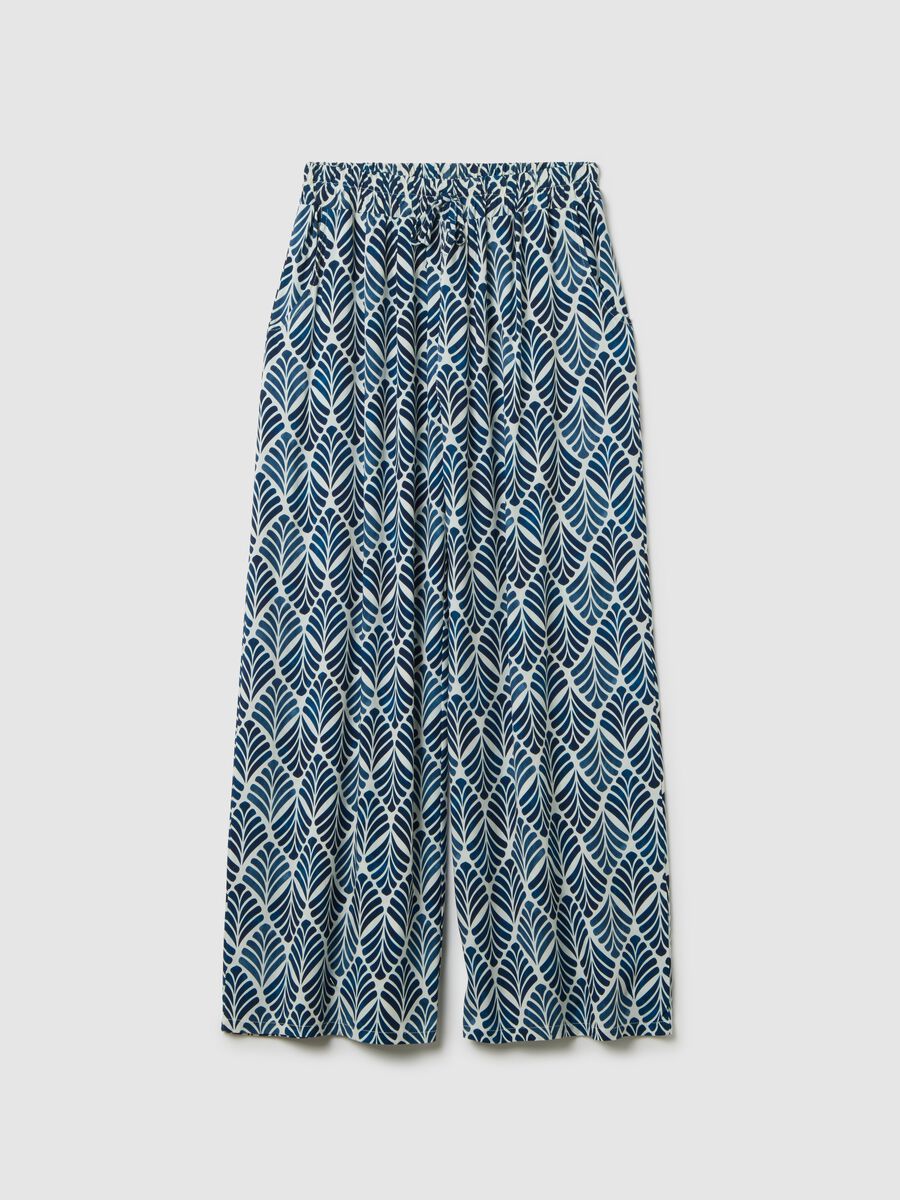 Pantaloni ampi da donna in puro viscosa multicolor regular fit_0