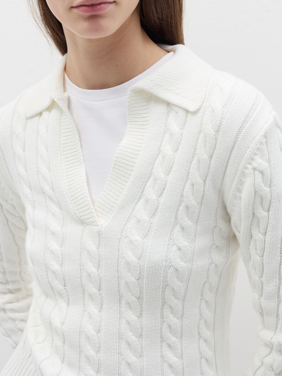 Cable-knit top with polo neck_2