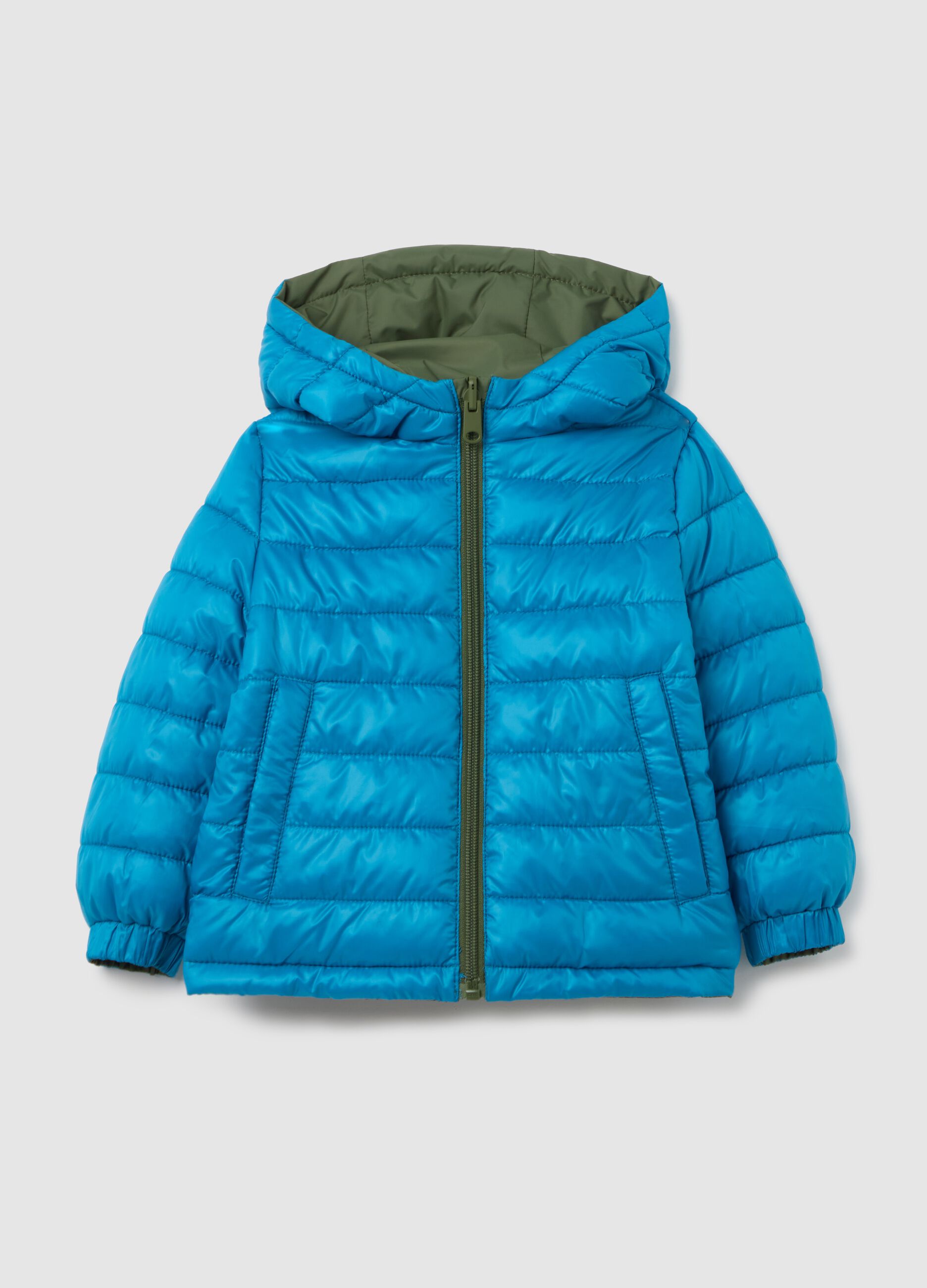 Ultralight reversible down jacket with hood