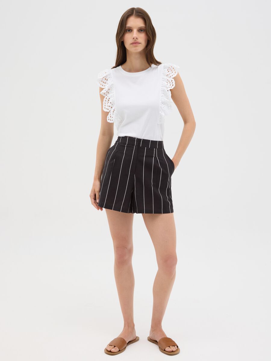 Top da donna in puro cotone bianco regular fit con pizzo_1