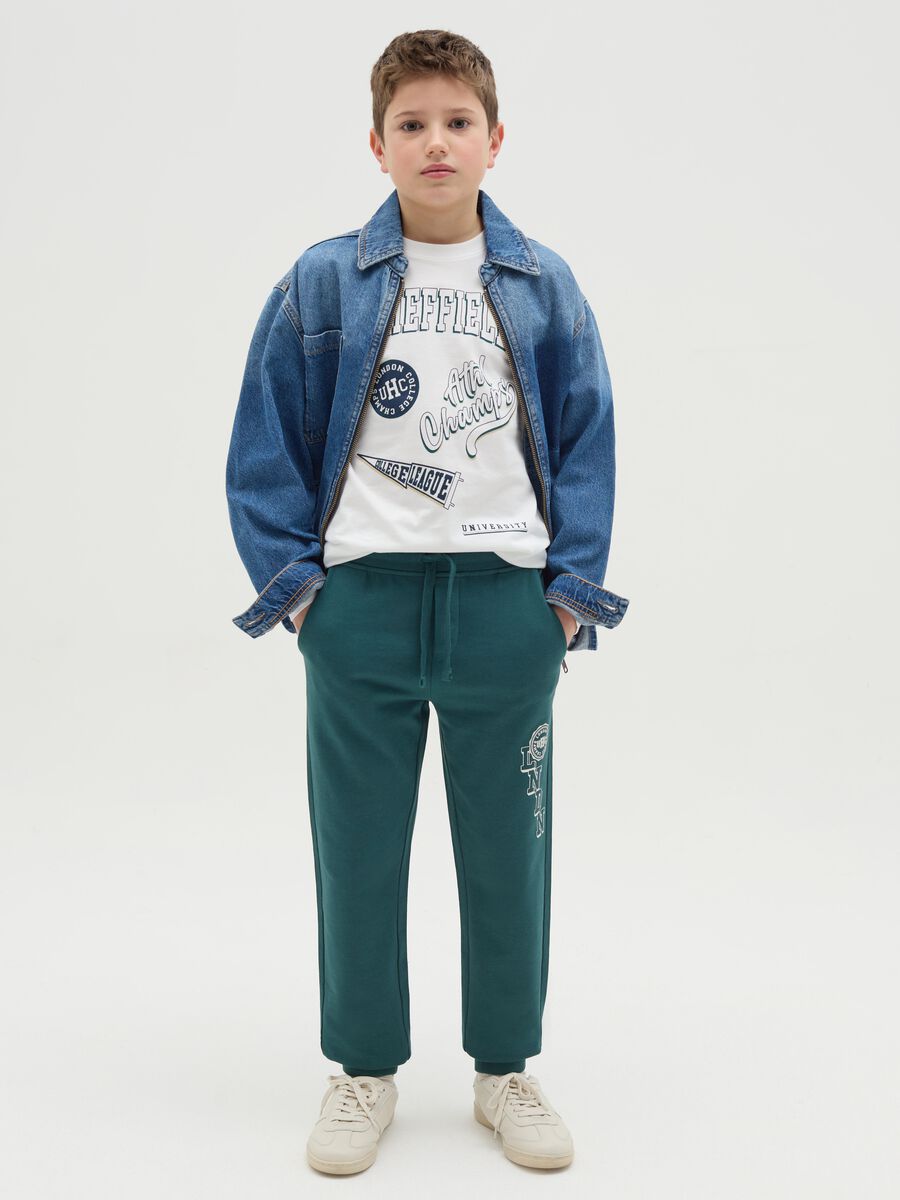 Fleece joggers with drawstring and print_1