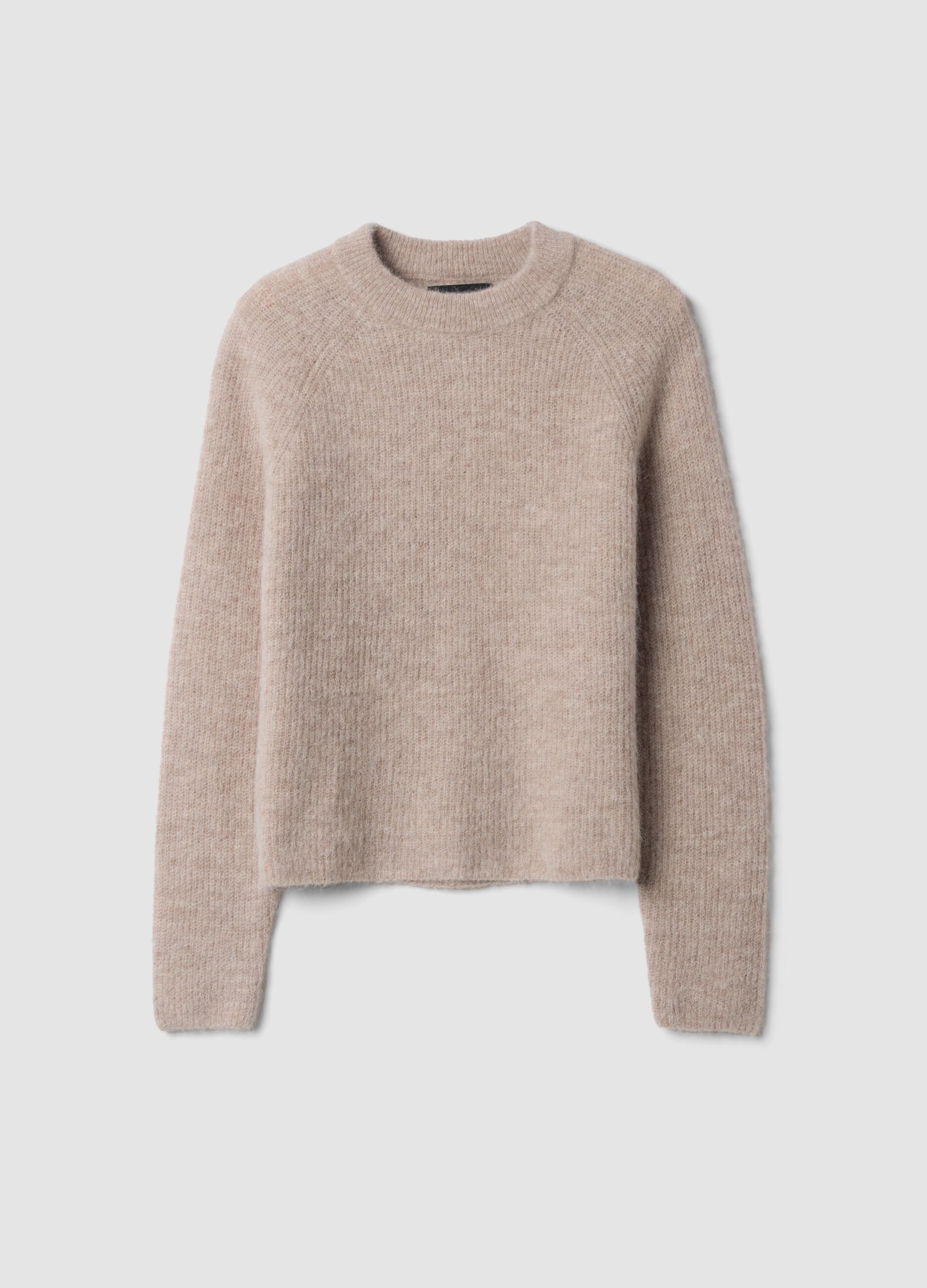 Maglia beige girocollo in alpaca e lana elasticizzato