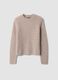 Maglia beige girocollo in alpaca e lana elasticizzato_0