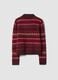 Red stretch wool cardigan with polo collar, regular fit_2