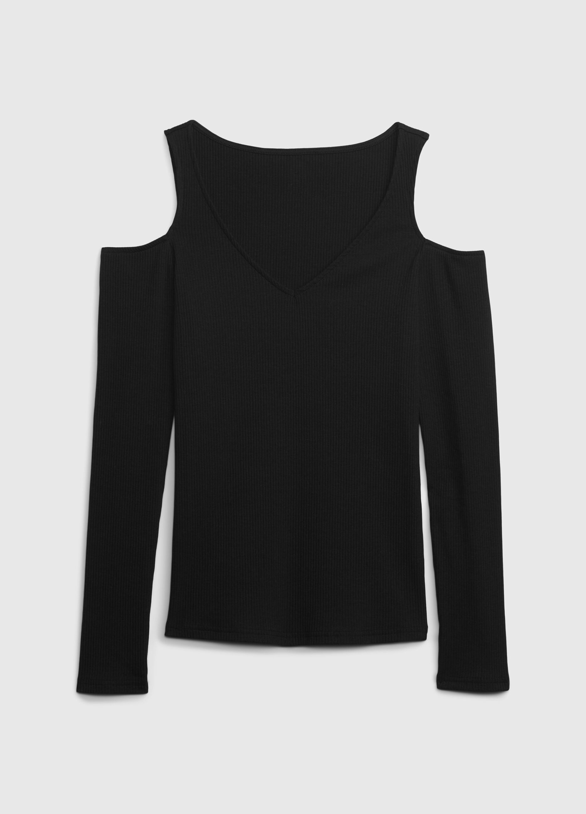 T-shirt a costina con spalle cut out