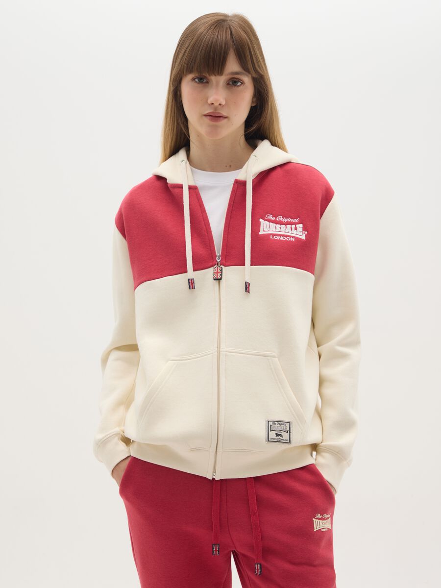 Multicolour Cotton Blend Zip Hoodie_0