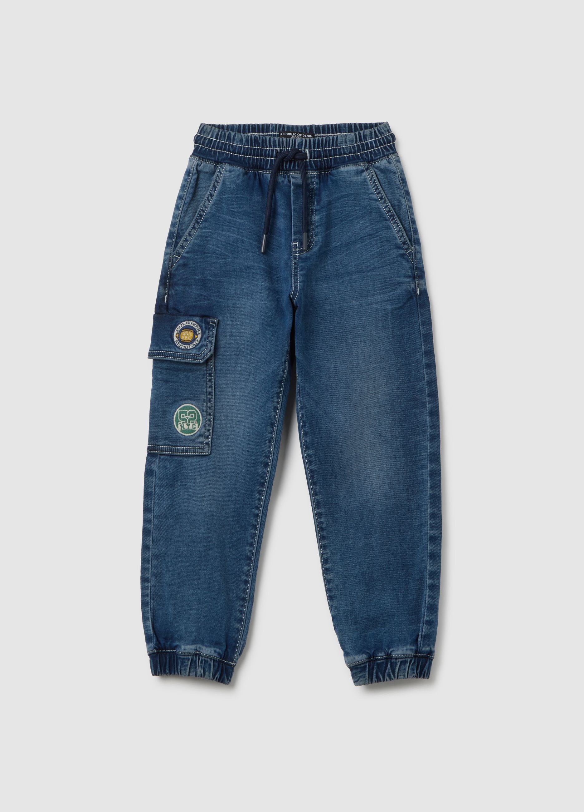 Jog denim da bambino in cotone blu regular fit